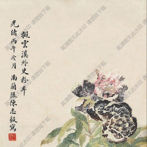 惲壽平國(guó)畫(huà) 仿惲壽平牡丹 高清大圖下載