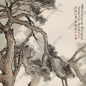 張善孖國(guó)畫(huà) 松虎圖 高清大圖下載