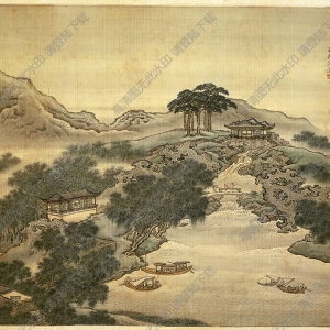 清 袁耀《揚(yáng)州四景-平流涌瀑》國(guó)畫(huà)高清大圖下載