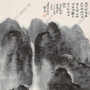 賴(lài)少其國(guó)畫(huà) 深山老屋 高清大圖下載