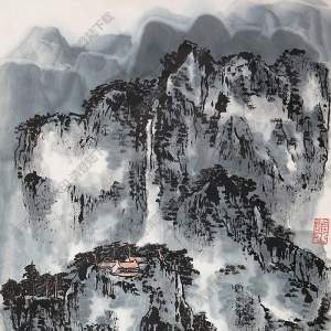 賴(lài)少其國(guó)畫(huà) 曉霧山嵐 高清大圖下載