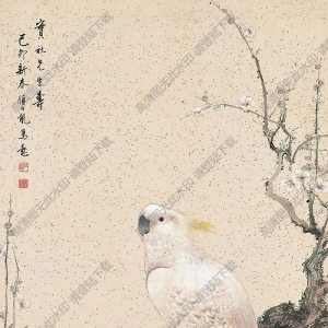 顏伯龍國(guó)畫(huà) 茶花鸚鵡 高清大圖下載