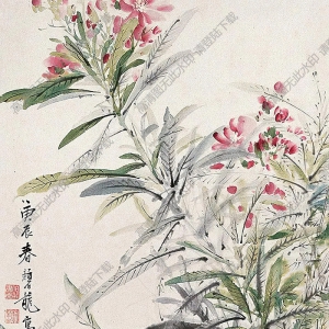 顏伯龍國(guó)畫 桃花八哥 高清大圖下載