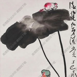 丁衍庸國(guó)畫 荷花翠鳥 高清大圖下載