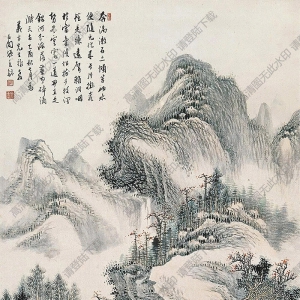 張石園作品 秋山圖 高清大圖下載