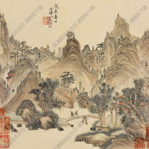 文伯仁國(guó)畫(huà) 策杖圖 高清大圖下載