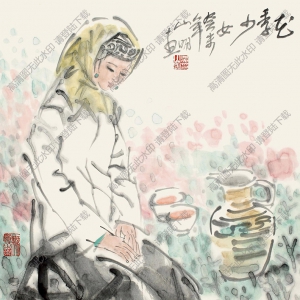 吳山明作品 花季少女 高清大圖下載