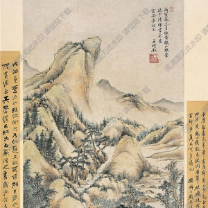 王時(shí)敏國(guó)畫 仿王蒙山水圖 高清大圖下載