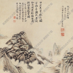 王時(shí)敏國(guó)畫 仿子久秋山圖 高清大圖下載