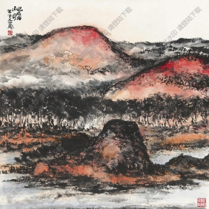 朱屺瞻國(guó)畫(huà) 秋山夕照 高清大圖下載