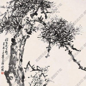 朱屺瞻國(guó)畫(huà) 松梅圖 高清大圖下載