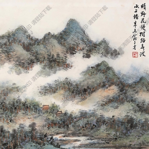 俞子才國(guó)畫(huà) 春波水上橋 高清大圖下載