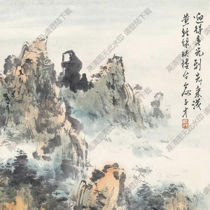 俞子才國(guó)畫(huà) 春山古寺圖 高清大圖下載