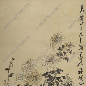 陳鴻壽國(guó)畫 秋菊草石 高清大圖下載