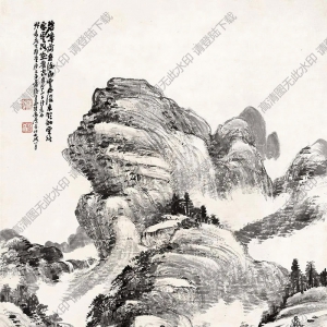 蕭俊賢國(guó)畫 含山子詩(shī)意圖 高清大圖下載