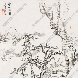 吳鏡汀國(guó)畫(huà) 寒林圖 (1) 高清大圖下載