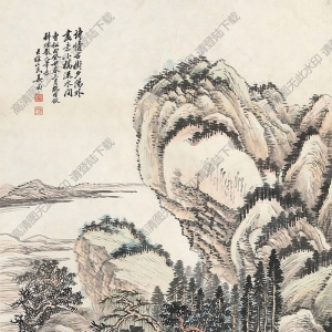 姜筠國(guó)畫(huà) 古木夕陽(yáng)圖 高清大圖下載