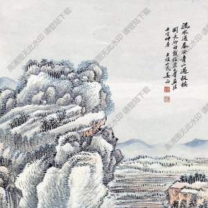 姜筠國(guó)畫(huà) 青山春谷圖 高清大圖下載