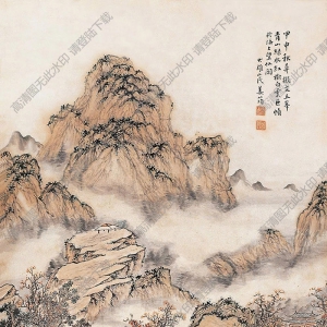 姜筠國(guó)畫(huà) 青山紅樹(shù) 高清大圖下載