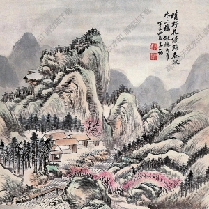 姜筠國(guó)畫(huà) 晴野春坡圖 高清大圖下載