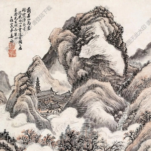 姜筠國(guó)畫(huà) 山水 (2) 高清大圖下載