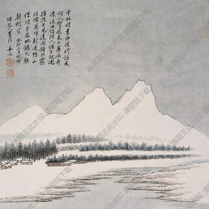 姜筠國畫 山寺雪霽圖 高清大圖下載