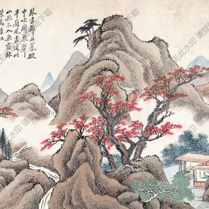 黃山壽國(guó)畫 秋山紅葉 高清大圖下載