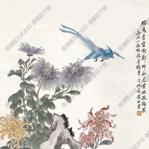 黃山壽國(guó)畫 瑞鳥秋花 高清大圖下載