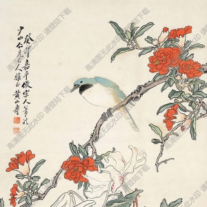 黃山壽作品 茶花翠鳥(niǎo) 高清大圖下載