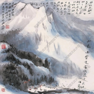 何海霞國畫 山區(qū)小學(xué) 高清大圖下載