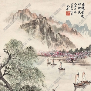 周元亮國(guó)畫(huà) 春山映波 高清大圖下載