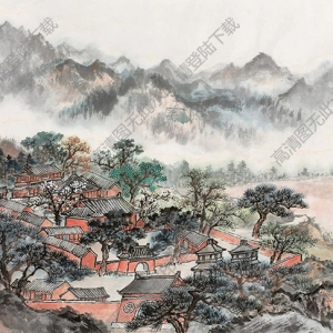 周元亮國(guó)畫(huà) 戒臺(tái)寺早春 高清大圖下載