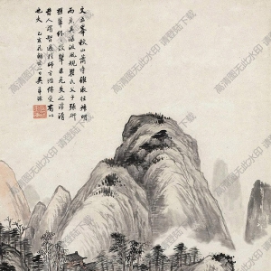 吳華源國(guó)畫(huà) 秋山蕭寺 高清大圖下載