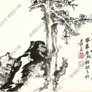 張大千作品 新梅 寫(xiě)于環(huán)華庵 高清國(guó)畫(huà)下載